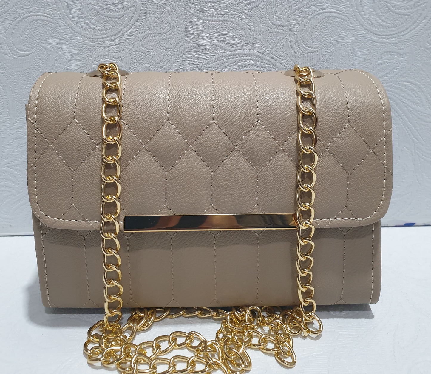 Caramel Quilted Crossbody Bag