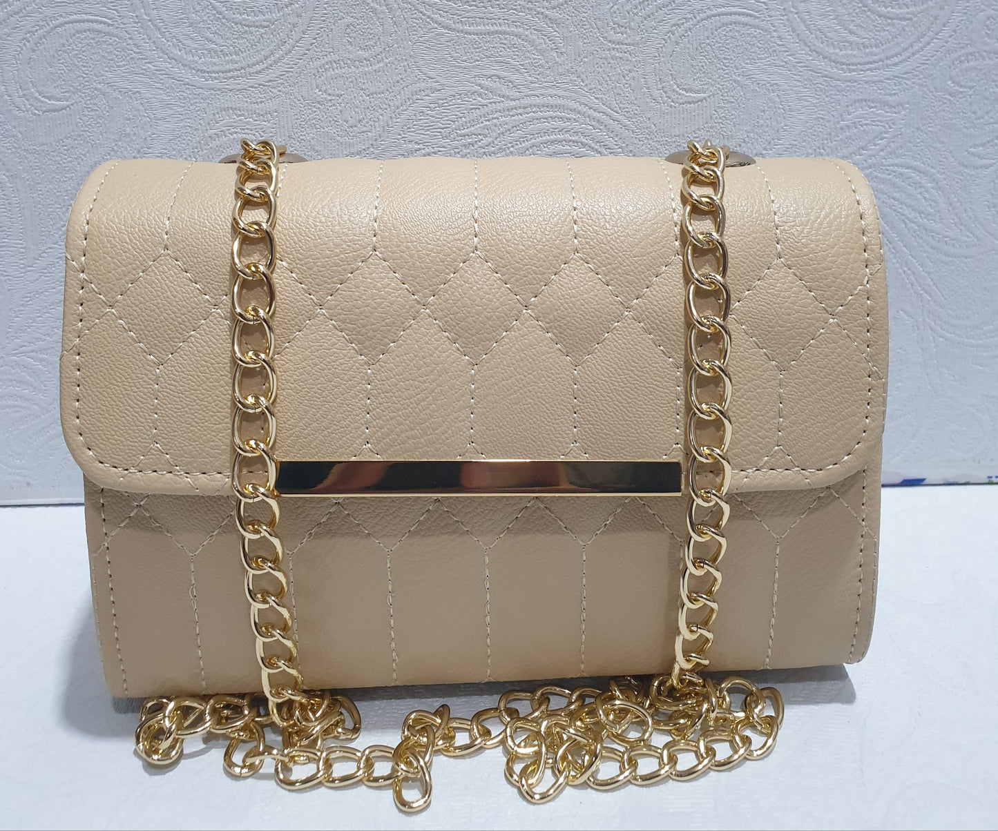 Caramel Quilted Crossbody Bag