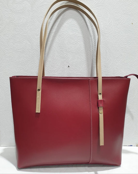 Chic Two-Tone Leather Tote Bag