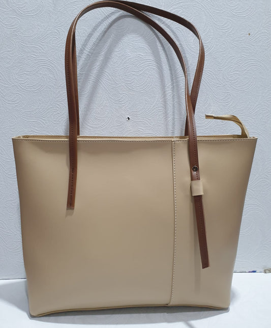 Chic Two-Tone Leather Tote Bag