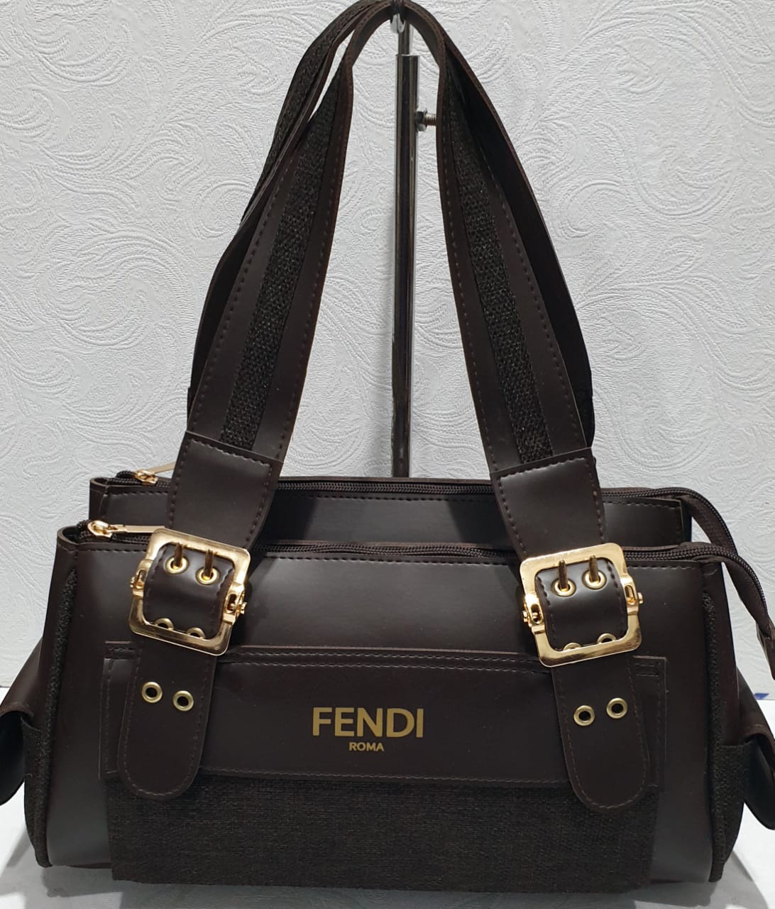 Stylish Handbag with Gold Buckle Details