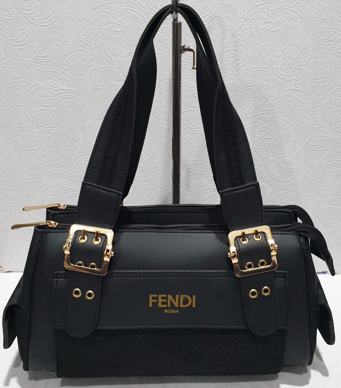 Stylish Handbag with Gold Buckle Details