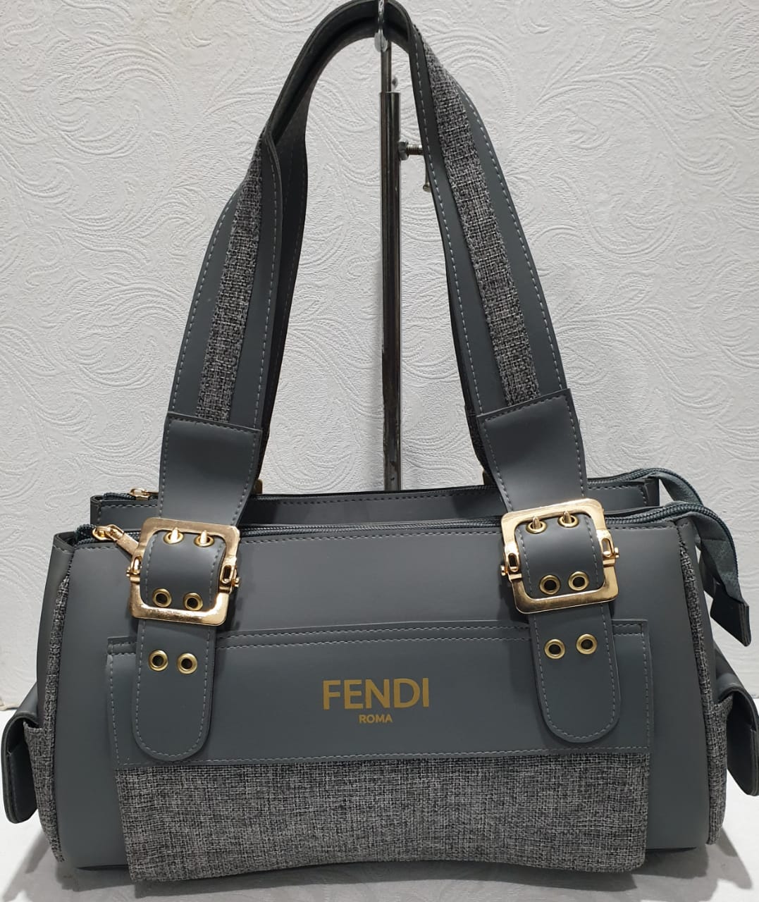 Stylish Handbag with Gold Buckle Details