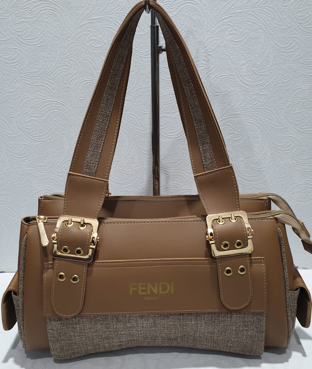 Stylish Handbag with Gold Buckle Details