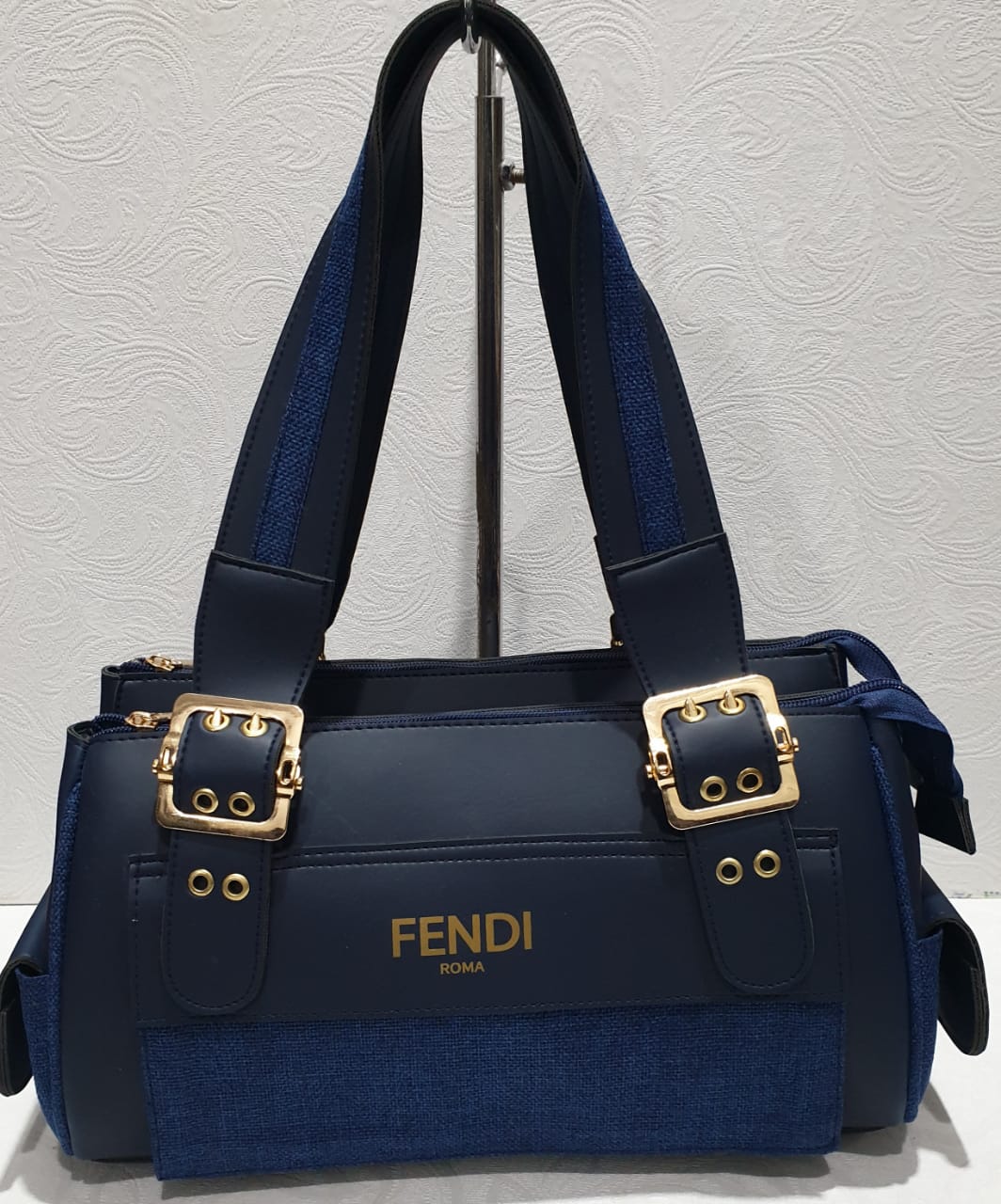 Stylish Handbag with Gold Buckle Details